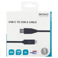 DELTACO USB-C to USB-A cable 2m