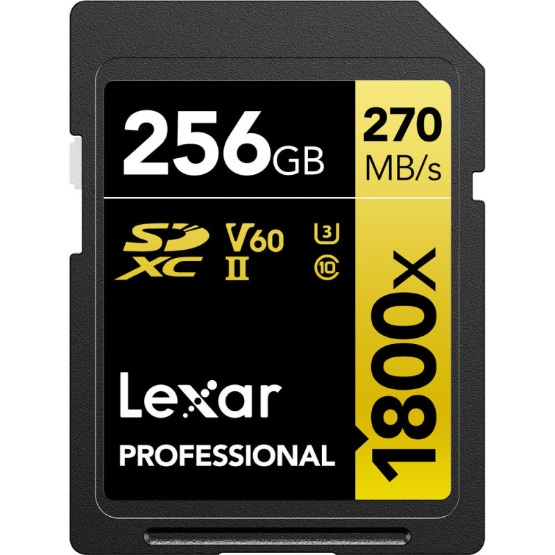 Lexar 256GB Professional 1800x UHS-II SDXC (Gold Series)
