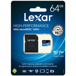 Lexar 64GB UHS-I Micro SDXC 633x + Adapter