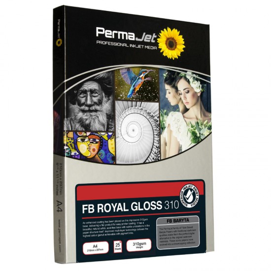 PermaJet Fibre Base Royal Gloss 310gsm Inkjet Paper A3+ 25 Sheets