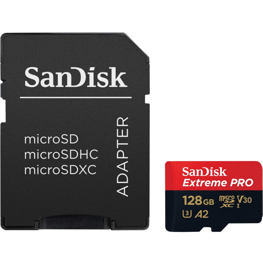 SanDisk 128GB Extreme Pro MicroSDXC + SD Adapter A SanDisk 128GB Extreme Pro MicroSDXC + SD Adapter A