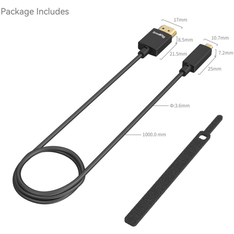 SmallRig 4795 Ultra-Slim 4K HDMI Data Cable (D To A) 100cm