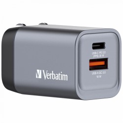 Verbatim 35W 2-Port GaN Wall Charger (1 x USB-C® PD 35W / 1 x USB-A QC 3.0)