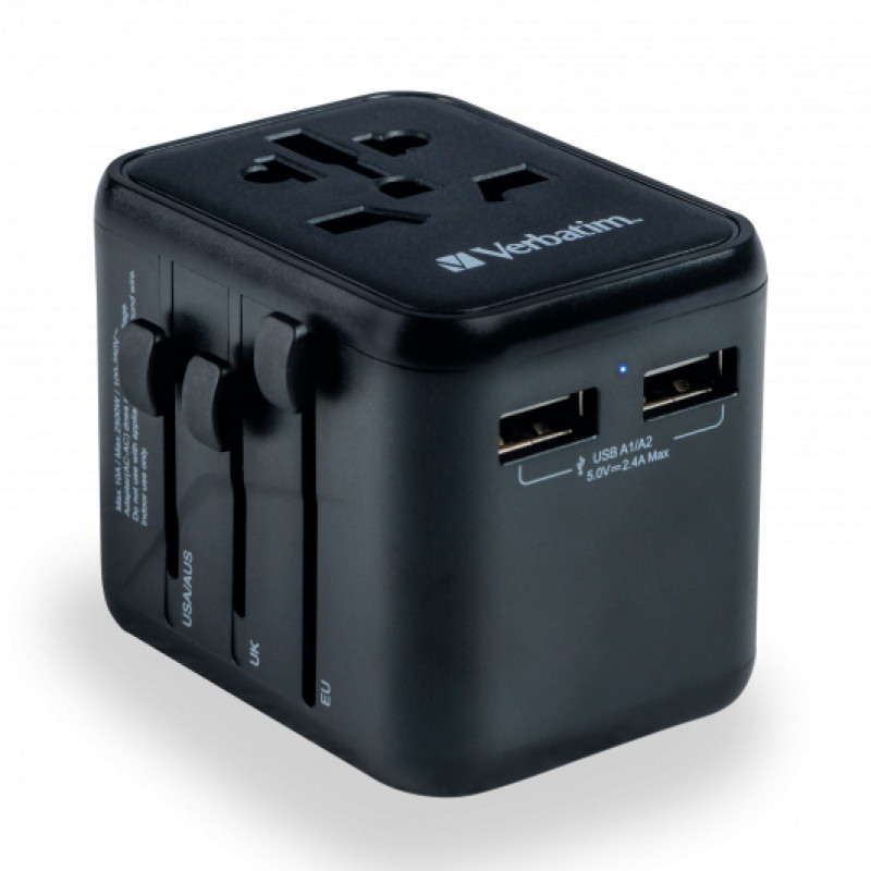 Verbatim Universal Travel Adapter UTA-01 Plug (2 x USB-A ports) Verbatim Universal Travel Adapter UTA-01 Plug (2 x USB-A ports)